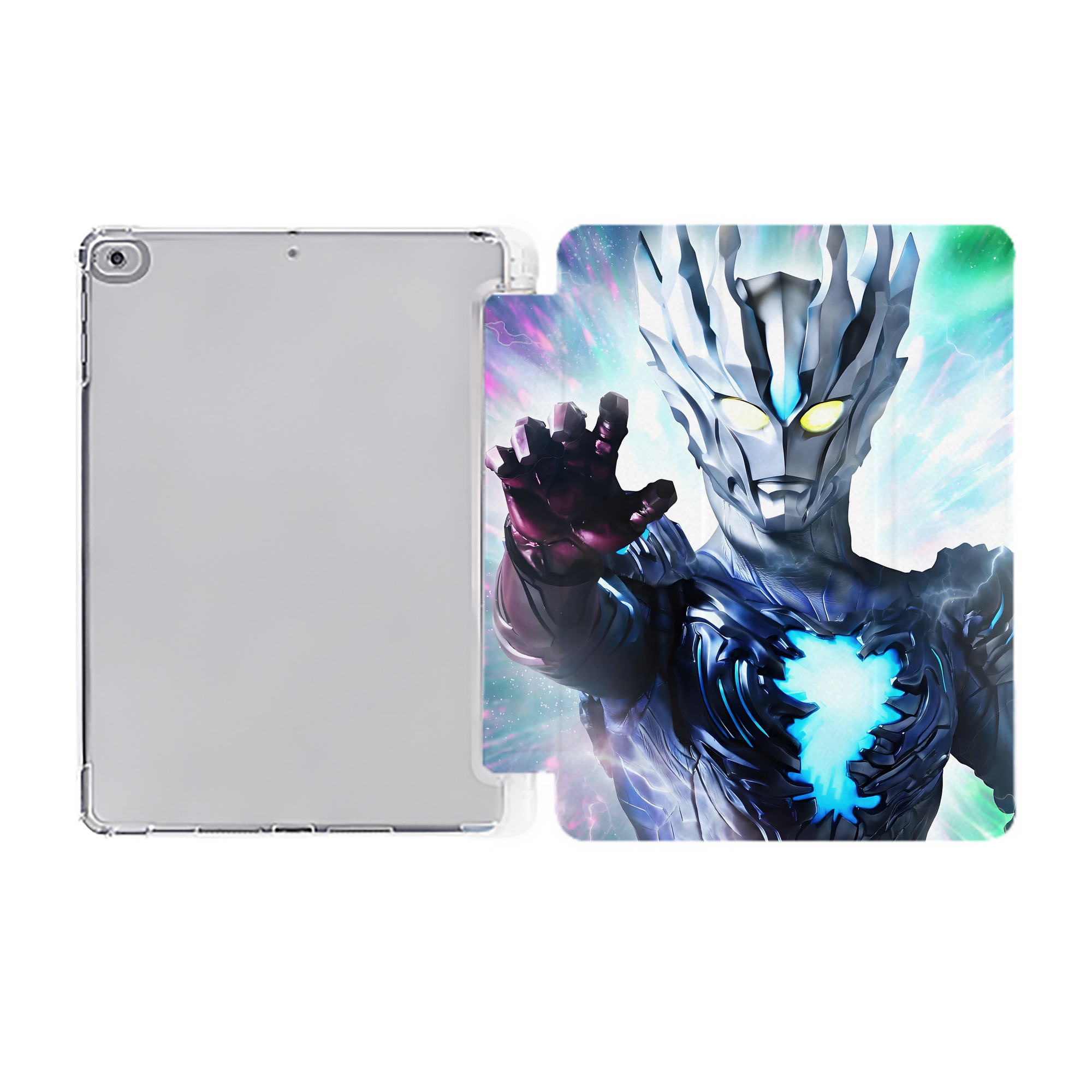 （画像用） ウルトラマン Ultraman IPad ケース ペン収納付き 三つ折りスタンド PUレザー×シリコン 対応機種9.5/10.5/10.9インチ
